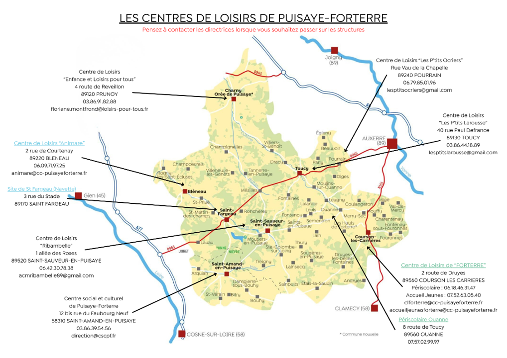 Carte des centres de loisirs PF